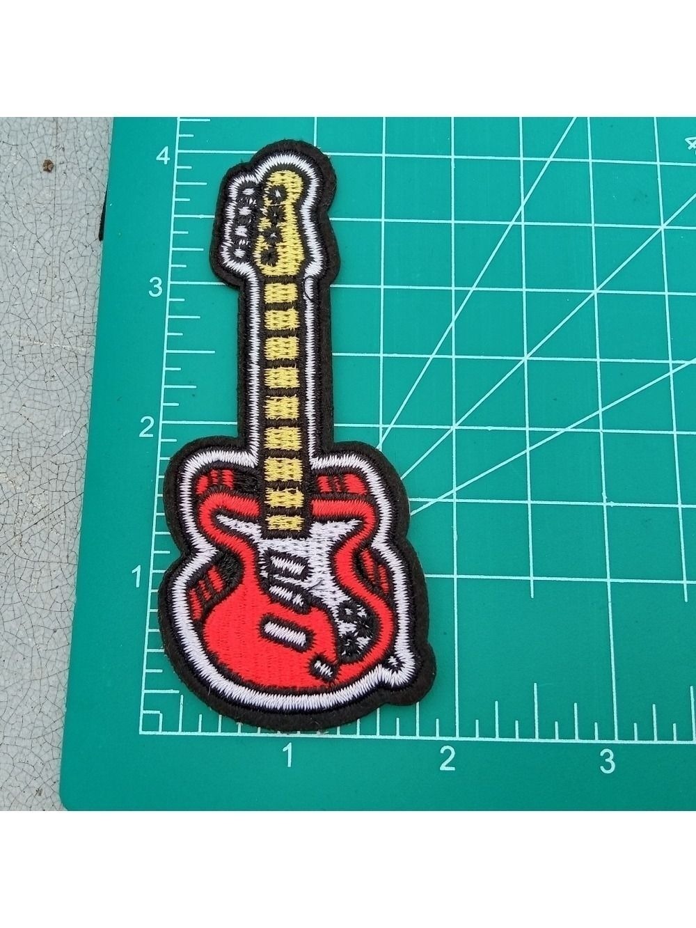 2/$10 Guitar Embroidered Patch - Red and Yellow